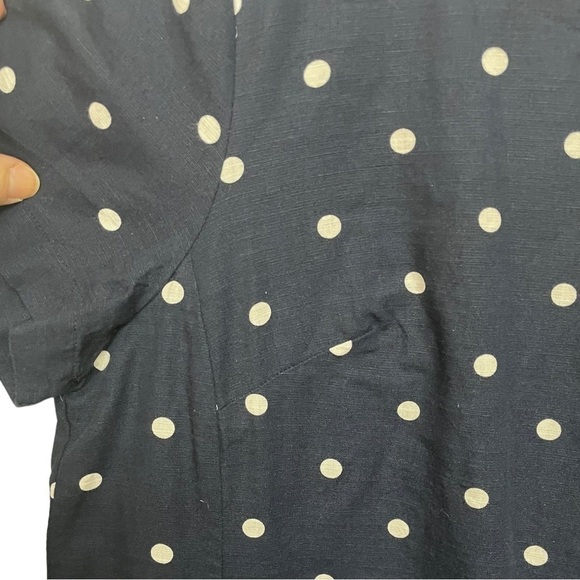 Joules Navy Polka Dot Linen Blend Shift Dress Size 12 - Picture 3 of 8